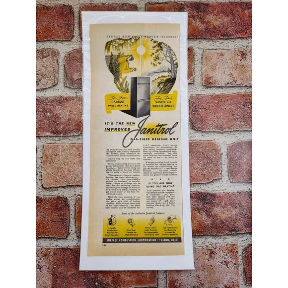1950 Janitrol Gas Fired Heating Unit Tropical Warmth Mountain Fresh Vtg Print Ad - Picture 2 of 6